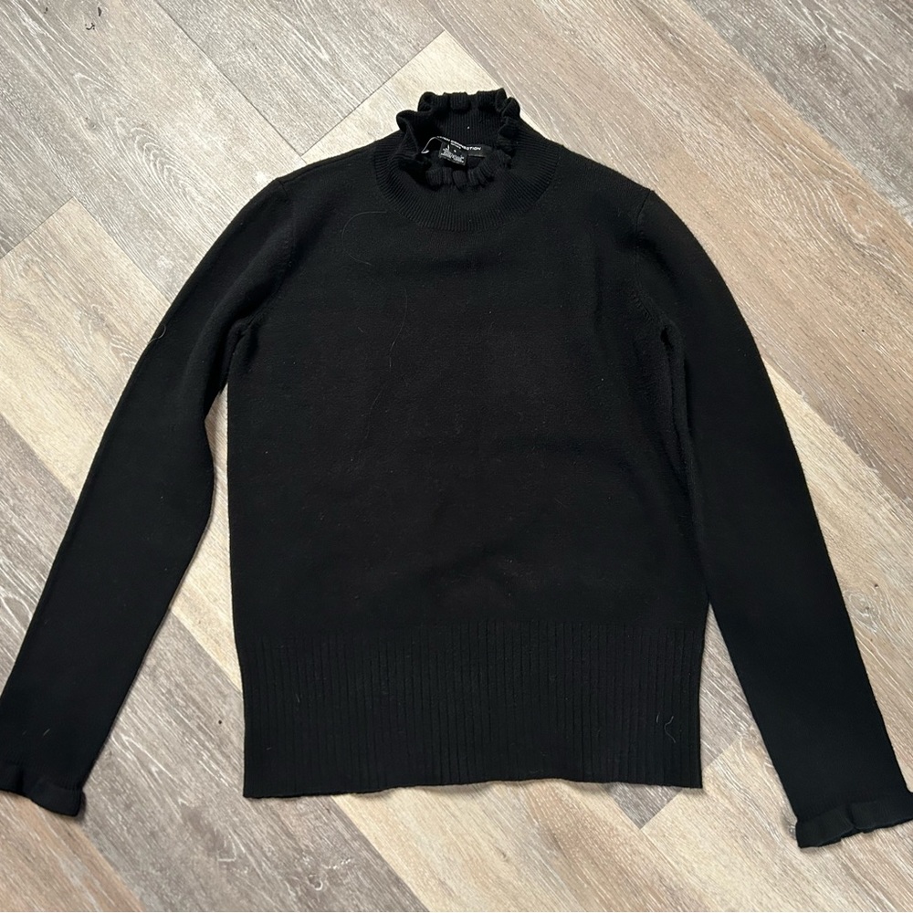 Black Ruffled Turtleneck Sweater